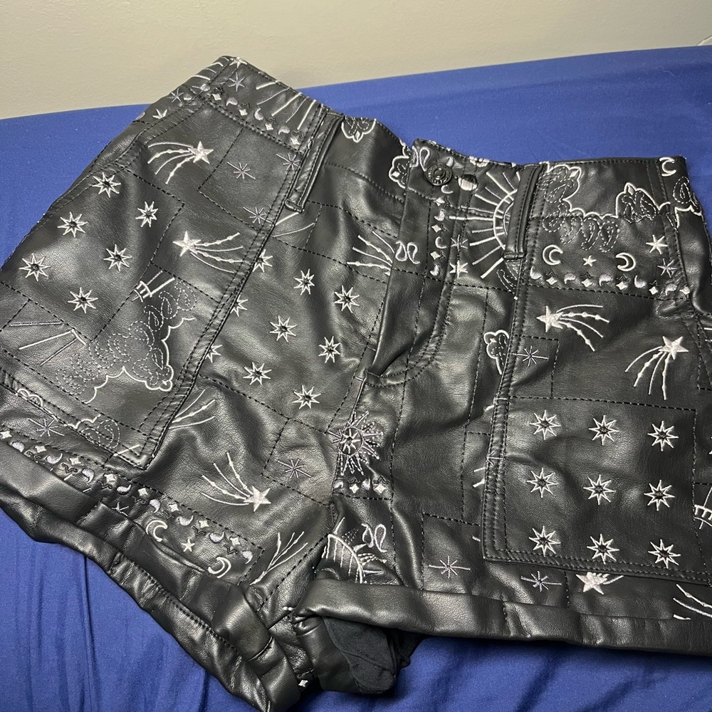 Leather like Celestial Shorts